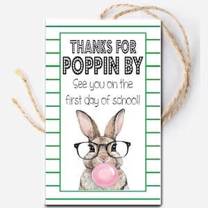 Back to School Lollipop Tag Printable, Thanks for Popping By, Meet the Teacher Classroom Gift, Back to School Gum Printable Tag, Class Gift