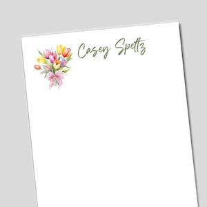 Personalized Tulip Notepad, Floral Flower Notepad, Tulips, Preppy Feminine Gift for Women and Girls, Mom Gift, Gift for Bridesmaid, Florist