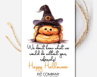 Wydrukuj Halloween Donut Polecenie Biznes Marketing Tag, Prezenty dla Gości, Polecenia Klientów, Prezent Uznania, Reklama Biznesowa, Sprzedaż