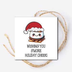 Afdrukbare kerstkaartjes, Wishing S'more Treats-tag, collega leraar verpleegkundige waardering bedankt, cadeaulabel klant klant, smores