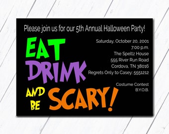 Adult Halloween Party Invitation, Halloween Invite, Costume and Cocktails Party, Adult Halloween Costume Party, Sips about to go down invite