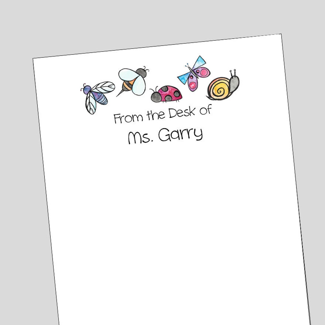 Bug Notepad, Bug Stationery, Personalized Gift, Notepad for Teachers