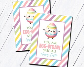Easter Day Straw Tag, You are Egg Straw Special Easter Party Favor Gift Tag, printable Gift for Classmates, Easter Preschool, Non Candy Gift