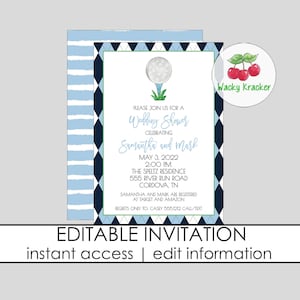 Golf Invitation, Wedding Shower, Instant Download, Engagement Party, Couples Shower, Groom Shower, Golf Themed Wedding, Roast and Toast