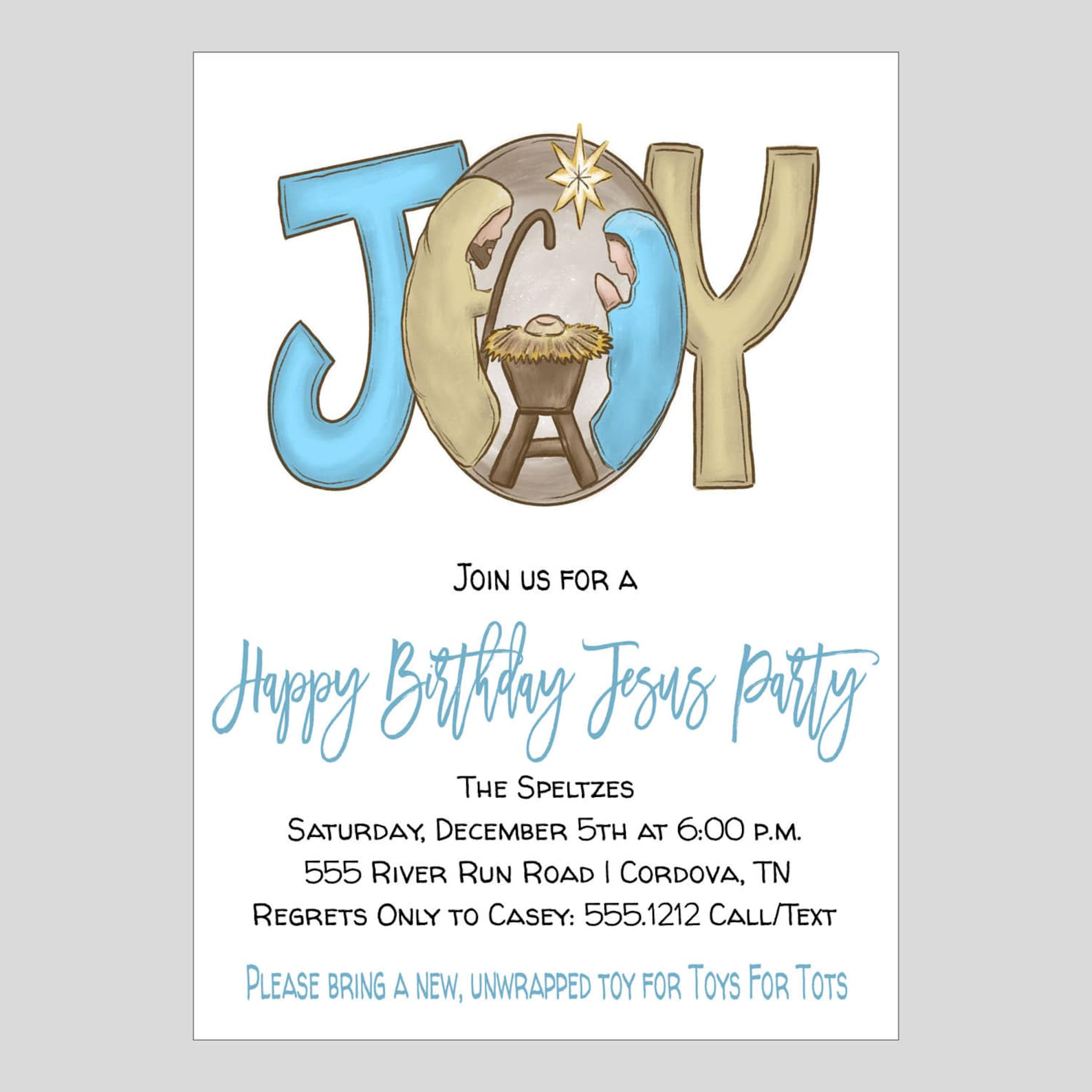 Nativity Invitation Happy Birthday Jesus Invite Editable - Etsy