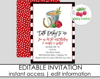 Derby Invitation, Talk Derby to Me Party, Mint Julep Invite, Horse Race Party, Digital Invite,  Editable Template, Horse Race Invitation