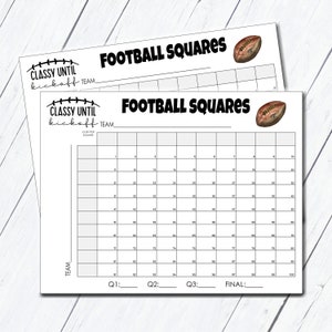 Football Squares Game, Football Fundraiser, Printable Football Squares, Football Square Board Grid, Family activity, Office Football Game