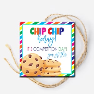 Cheer Competition Gift Tags, Good Luck Gift Tags, Gymnastics Competition, Cookie Tag, Team Treat Tags, Dance Drill Team, Chip Chip Hooray
