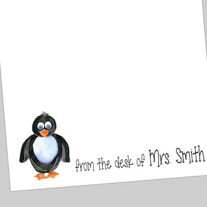 Penguin Notepads, Penguin Gift Ideas, Teacher Notepad, From the Desk of, Teacher Gift, Personalized Gift, Teacher Appreciation