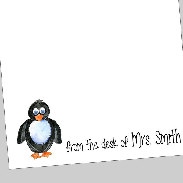 Penguin Notepads, Penguin Gift Ideas, Teacher Notepad, From the Desk of, Teacher Gift, Personalized Gift, Teacher Appreciation