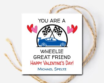 Editable You are a Wheelie Great Friend Valentine's Day Card, Valentine Kids School Classroom Boy Valentine Exchange, Race Toy Car Gift Tag