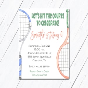 Tennis Invitation, Tennis Birthday Party, Sibling Birthday, Tennis Tournament, Editable Template, Tennis Flyer, Tennis Invite, Tennis Baby