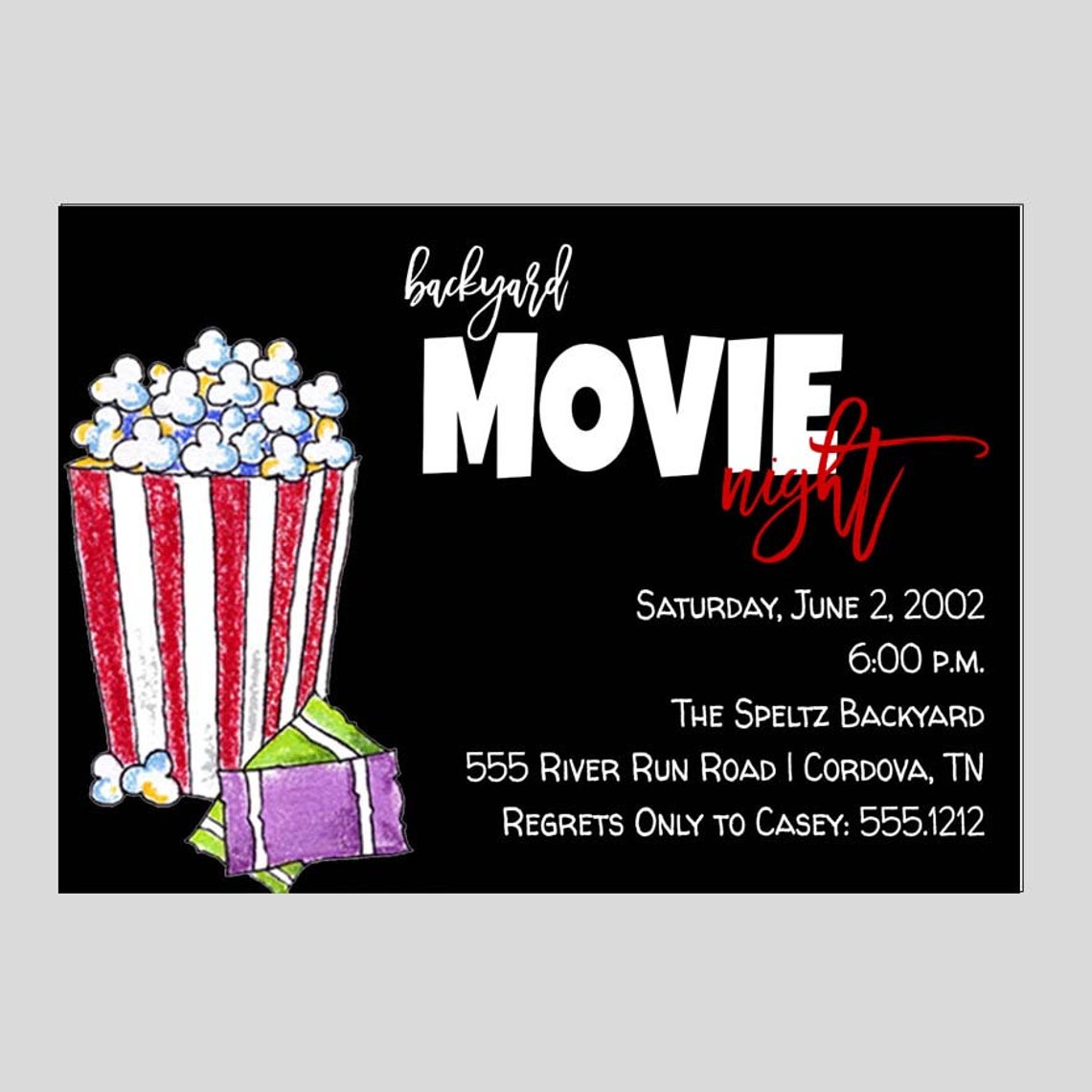 Backyard Movie Night Invitation Movie Birthday Invitation - Etsy
