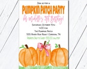 Pumpkin Patch Birthday Invitation for Girls, Pumpkin Invitation, Fall Birthday, Pumpkin Patch Invite, Birthday Invitation, Pumpkin Picking