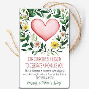 Druckbare Kirche glücklich Muttertag Geschenkanhänger Karte, Mom Kirche vorhanden, digitaler Download, Christliche Schrift Kirche Geschenkanhänger, Bibelarbeit
