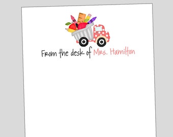 Teacher Truck Notepad, Personalized Notepad, School Supplies, Notepads come in 3 Sizes