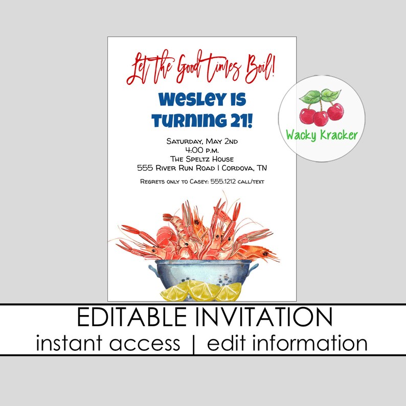 Low Country Boil Birthday Invitation Shrimp Boil Crawfish - Etsy