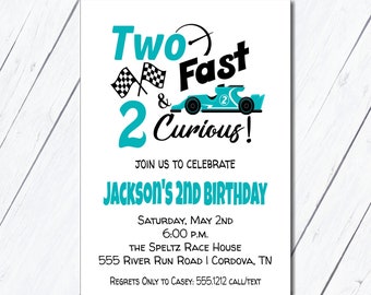 Race Car Invitation, Racing Birthday Invitation, Race Car Birthday, Race Track Invitation, Growing Up Two Fast Party, Sports Car, Second
