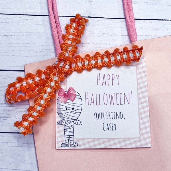 Mummy Halloween Tag, Halloween Printable Gift Tag, Instant Download, Editable Trick or Treat Tag, School Halloween Tag, Kids Halloween Tag