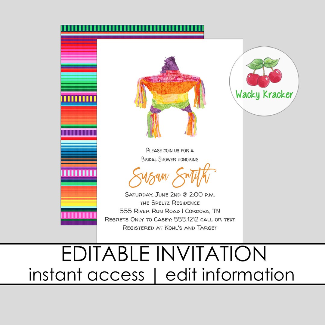 Fiesta Bridal Shower Pinata Invitation Wedding Shower Etsy