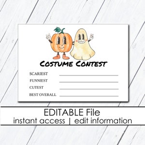 Halloween Kostuum Contest Stembiljet, Retro Halloween, Kostuum Contest Stemkaarten, Beste Kostuum, Halloween Entry Stembiljetten, Afdrukbare Contest