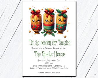 Christmas Tamale Party Invitation, Editable Fiesta Christmas Invite, Tis the Season for Tamales, Tamale Season, Feliz Navidad, Holiday party