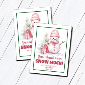 Printable Christmas Snowman Referral Business Marketing Tag, Christmas Advertising Sales, Insurance Sales, Home Health Care Pop By Tags