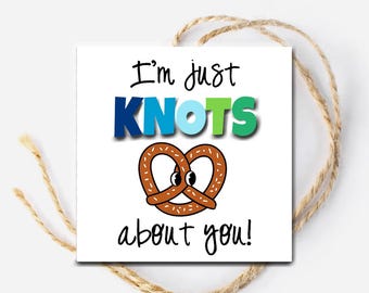 Etykieta Pretzel, Etykieta Pretzel Snack Gift, Prezent z podziękowaniami, Natychmiastowe pobranie, Wyrazy uznania dla nauczyciela, Prezent dla nauczyciela, Jestem po prostu Knots about you