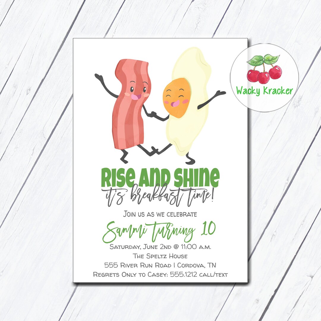 Rise and Shine Invitation, Breakfast Brunch, It's Breakfast Time