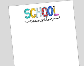 School Counselor Notepad, Back to School Gift, Teacher Appreciation Gift, custom notepad, Gift for Counselor, School Therapist Gift