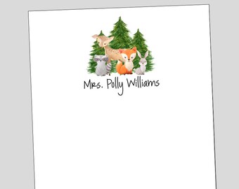 Forest Friends Notepad, Personalized Woodland Notepad, Teacher Gift, Notepads come in 3 Sizes