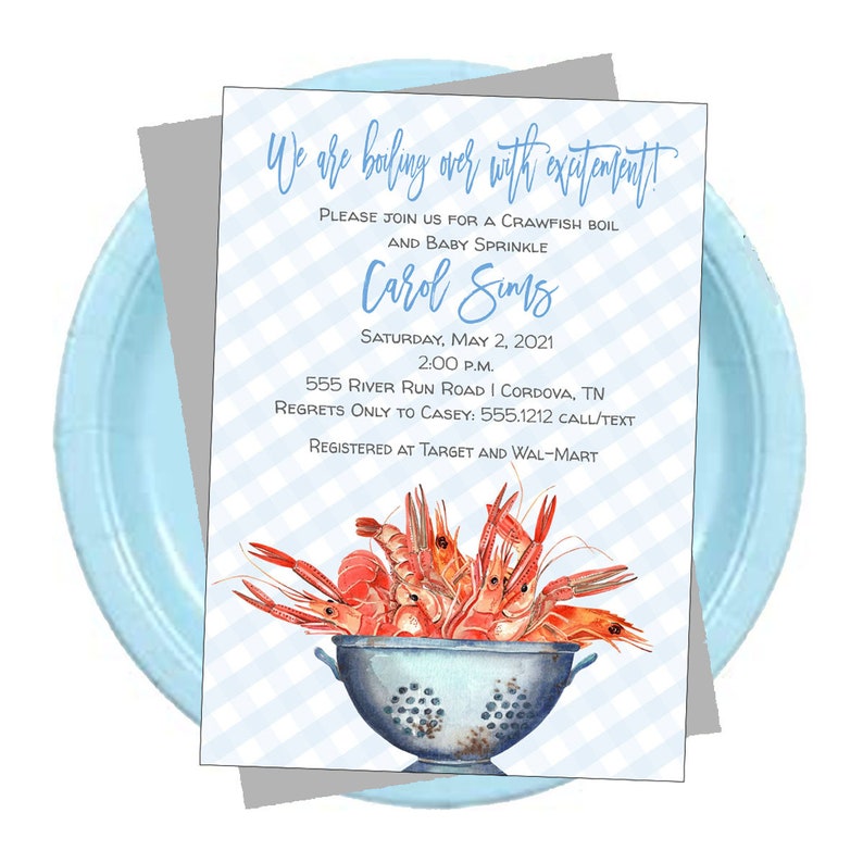 Crawfish Invitation Boy Baby Shower Come and Go Shower Sip Etsy