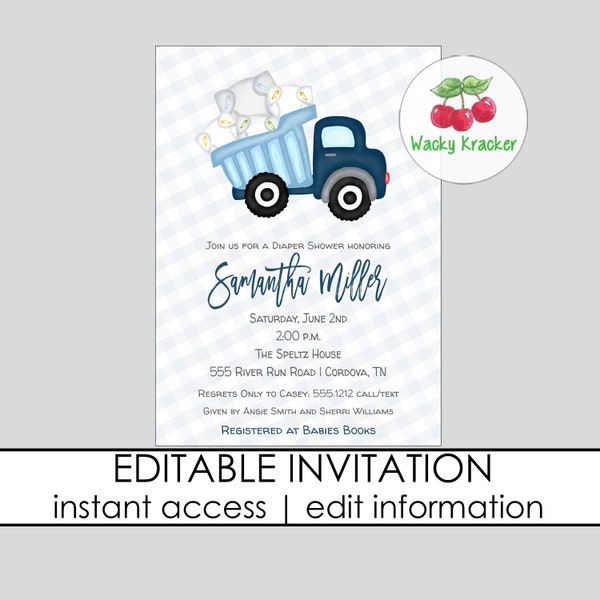 Diaper Party Invitation, Baby Shower Invitation, Come and Go Shower, Sip and See Shower, Invitation Template, Baby Sprinkle, Diaper Shower