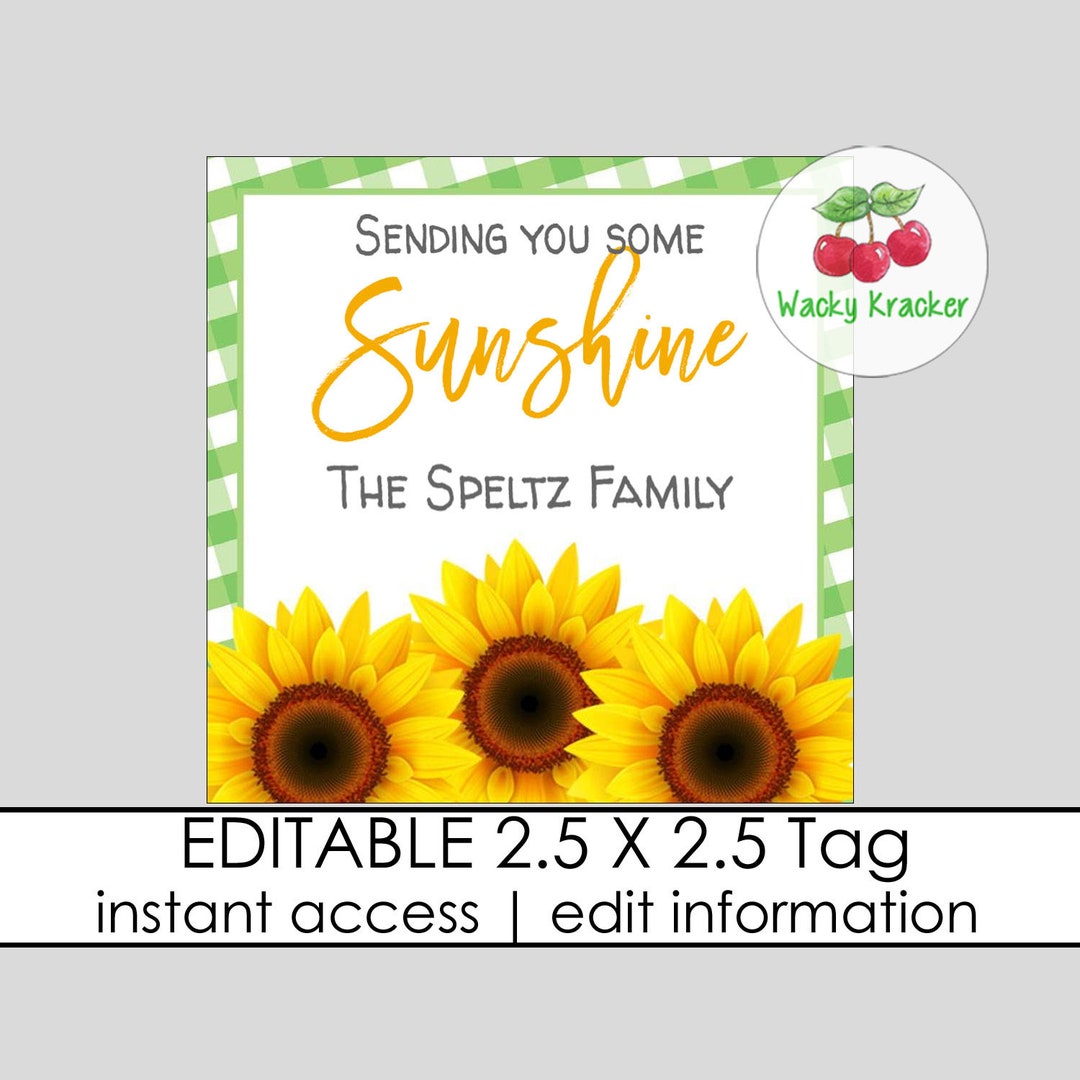 Sunflower Tags, Sending Sunshine Thank You Tags, PTO PTA Gift, End of ...