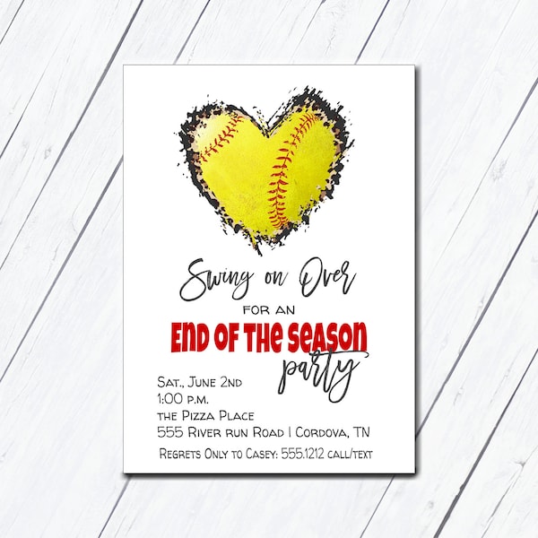 Softball Invitation, End of the Season Party, Swing on Over, Invitation Template, Instant Download, Fundraiser Flyer, Softball Party