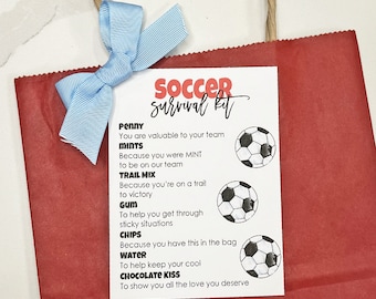 Soccer Tag, Soccer Survival Kit, Soccer Gift, Instant Download, Soccer gifts for girls, Soccer gifts for team, Gift for soccer player