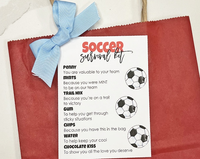 Survival Kit Soccer Bag Tag Printable Good Luck Gift Soccer Team Gifts ...