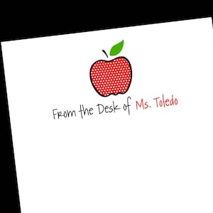 Personalized Apple Notepad, Teacher Appreciation Gift, Back to School Gift, End of Year Gift, Teacher Christmas Gift, Teacher Notepad