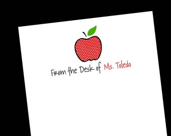 Personalized Apple Notepad, Teacher Appreciation Gift, Back to School Gift, End of Year Gift, Teacher Christmas Gift, Teacher Notepad