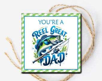 Printable Reel Great Dad Tag, Father's Day Tag, Gift for Dad, Fishing gift card tag, Father's Day Group, Fish Fishing Fisherman Gift