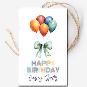 Étiquette-cadeau de joyeux anniversaire, carte d'enveloppe de ballon pour offrir, carte d'anniversaire de frère et soeur, étiquette-cadeau à suspendre modifiable pour adultes, couples, enfants, enfants