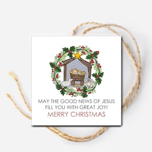 イエスの福音はあなたを大きな喜びで満たします、メリークリスマス隣人同僚教師スタッフクライアント顧客看護師感謝ギフトタグ