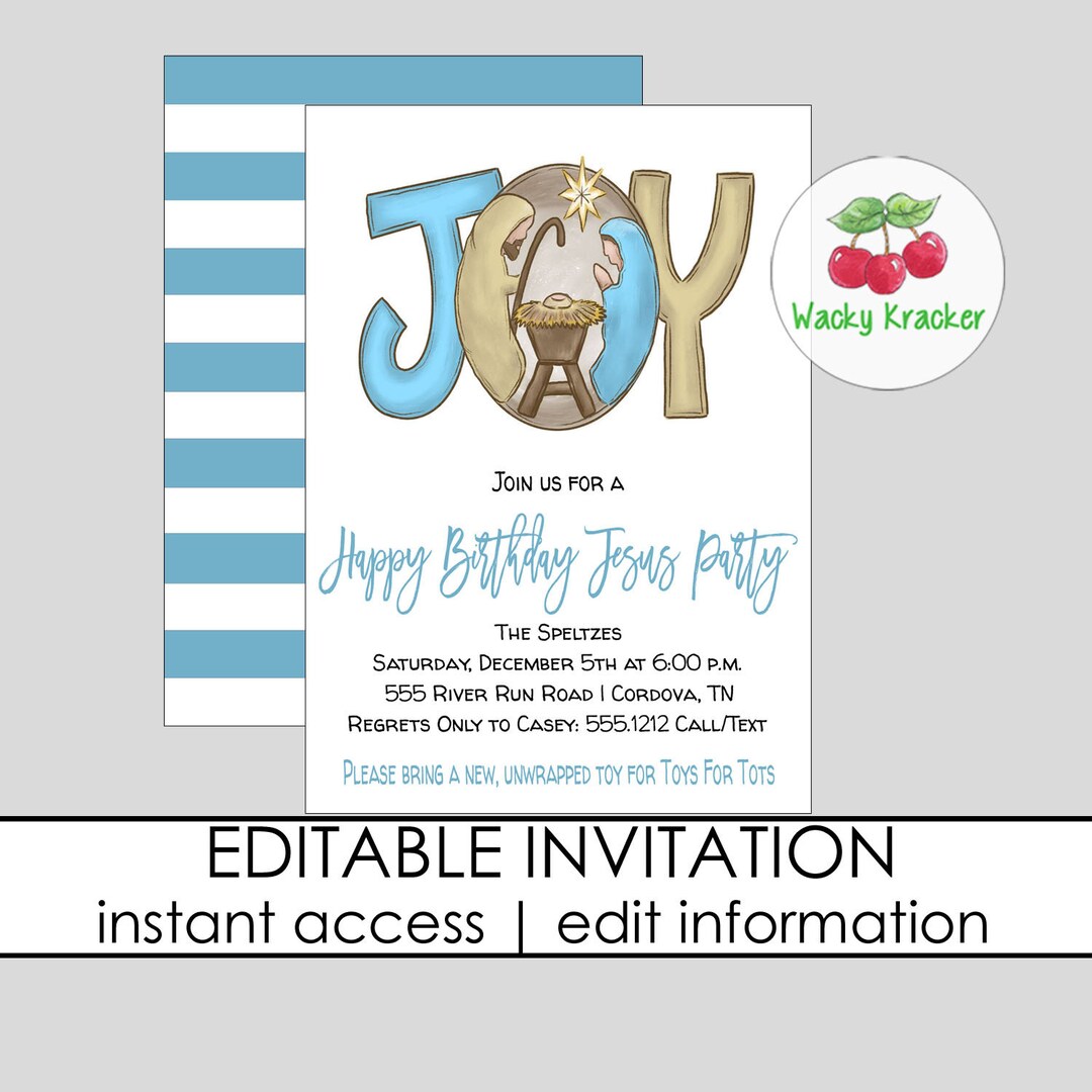 Nativity Invitation Happy Birthday Jesus Invite Editable - Etsy