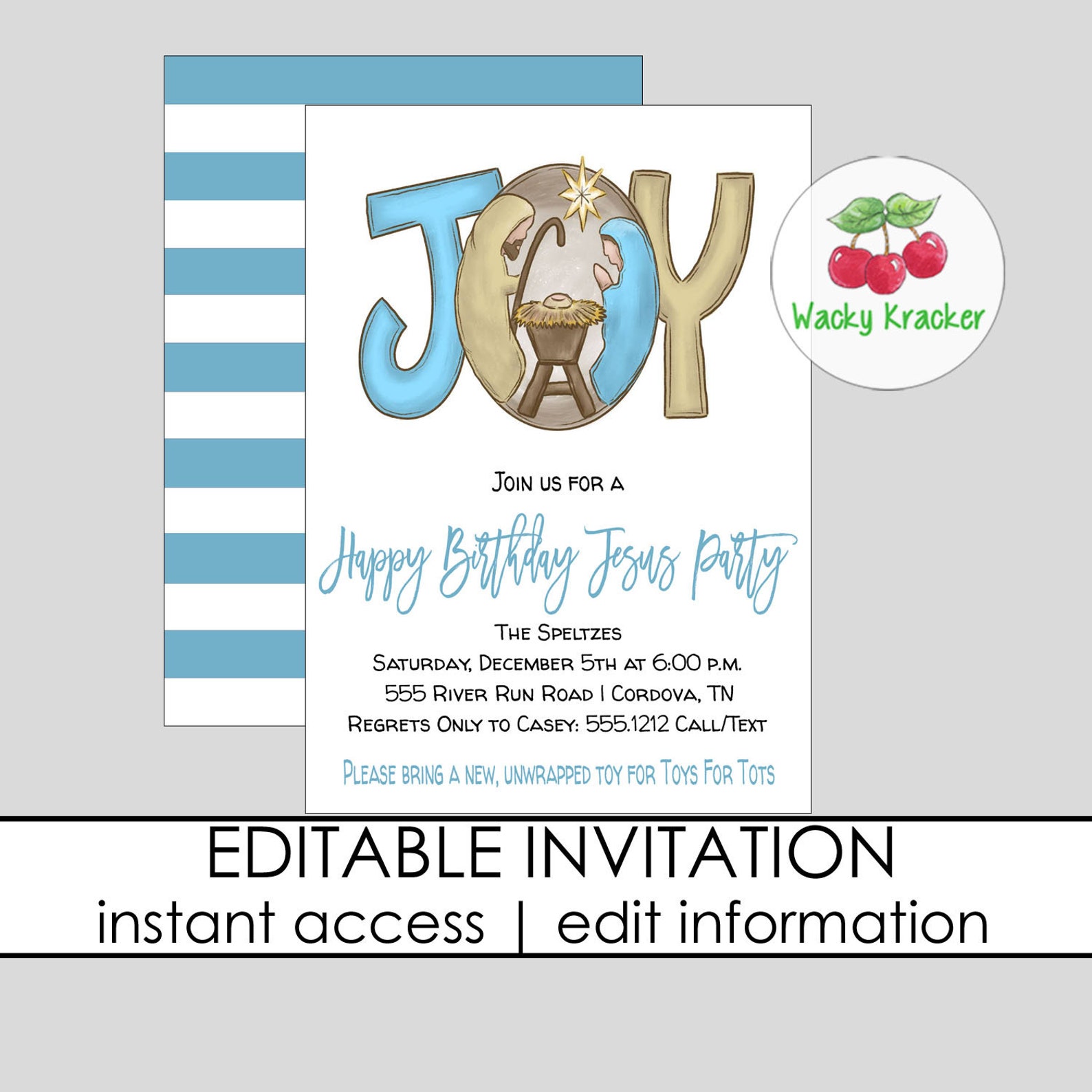 Nativity Invitation Happy Birthday Jesus Invite Editable - Etsy