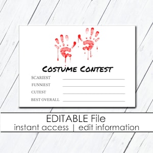 Halloween-Kostümwahlzettel, beängstigendes Halloween, Kostümwahlkarten, bestes Kostüm, Halloween-Bürospiel, druckbarer Wettbewerb