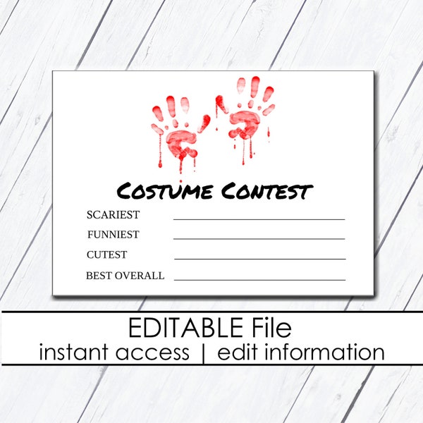 Halloween Costume Contest Ballot, Scary Halloween, Costume Contest Vote Cards, Best Costume, Halloween Office Party Game, Printable Contest