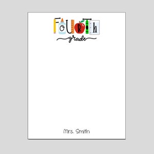 Fourth Grade Notepad, 4th Grade Teacher Gift , Personalized Notepad, Teacher Appreciation Gift