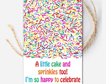 A little Cake and Sprinkles Too Classroom Birthday Tag, Snack Cake Cupcake Cookies Sprinkles Tag for Student School Party, Kids children
