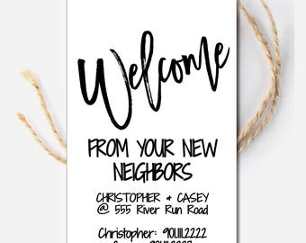 Welcome New Neighbor Tag, New Neighbor Gift Tags, Welcome to the Neighbood tags,  Meet the Neighbors Gift Tags, Editable Housewarming tagcus