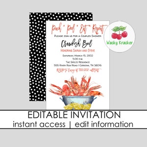 Low Country Boil Invitation, Couples Shower, Bridal Shower Invitation, Shrimp Boil, Crawfish Boil, Seafood Boil, Backyard Party, Crab Boil